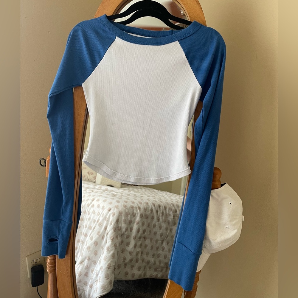 Free People Ribbed Boatneck Baseball Tee